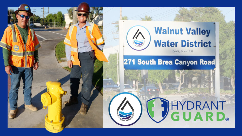 Walnut Valley water operators stand behind a Hydrant Guard installation