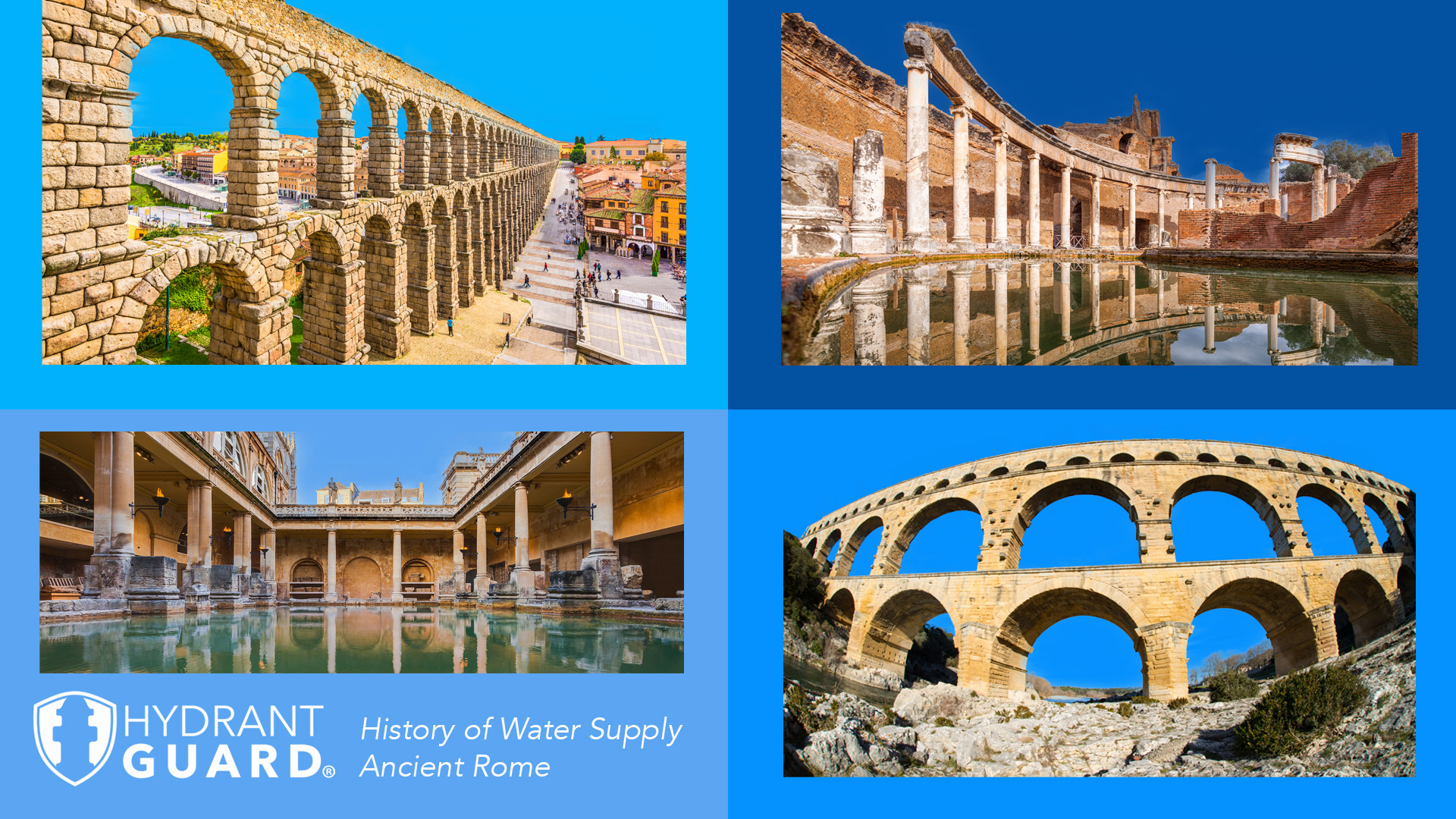 Ancient Roman aqueducts, baths and fountains