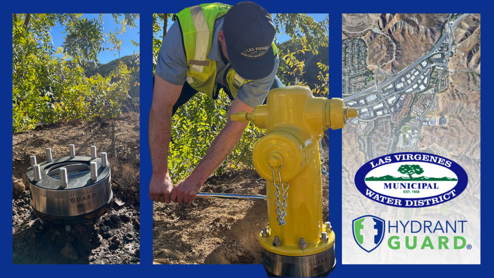 Las Virgenes Municipal Water District Operator installing Hydrant Guard