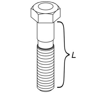 HG1 breakaway bolt: line art with length labeled